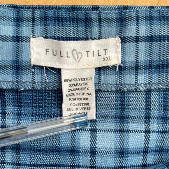 Full Tilt - Blue Plaid Slit Mini Skirt - Size XXL - Fitted Silhouette - NWT - Picture 5 of 6